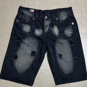 True Religion Jorts, Black Distressed..
